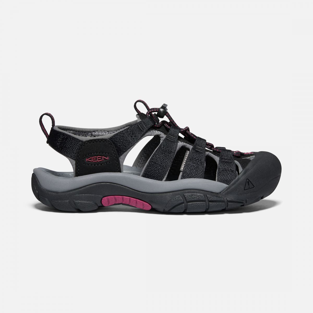 KEEN Women's Newport H2 Sandal Black/Rapberry Wine - 1022801