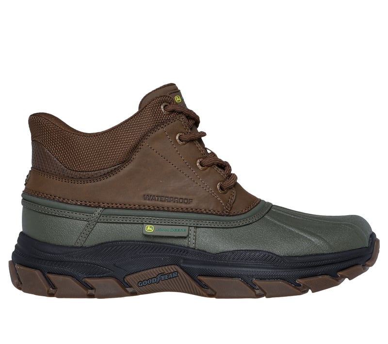 Skechers x John Deere Men's Respected Swamper Waterproof Boot Slip-In Olive/Brown - 256026-OLBR
