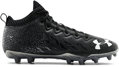 Under Armour Men's Spotlight Select Mid MC Football Cleat Black/White/White - 3022667-001