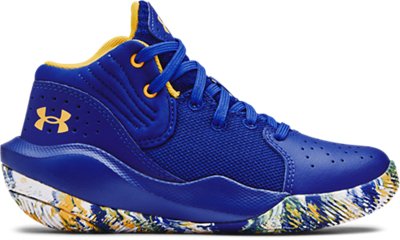 Under Armour Unisex Kids' Pre-School Jet '21 Basketball Shoe Royal/White/White - 3024795-400