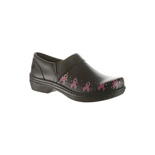 KLOGS Women's Mission Black/Pink Ribbon Leather Clog - 3087-0528
