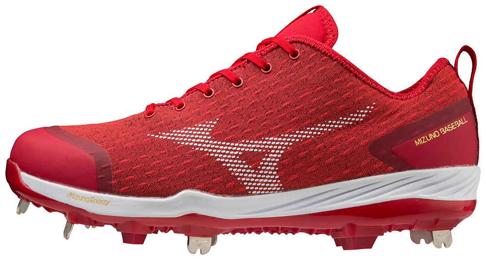 Mizuno Men's Dominant 4 Low Metal Baseball Cleat Red/White - 320667.1000