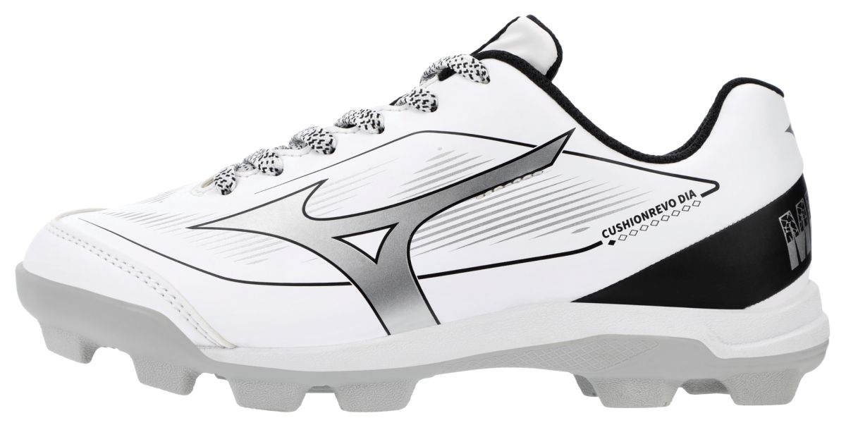 Mizuno Youth Cushionrevo Diamond Jr Low Baseball Cleat White/Black - 320709.0090