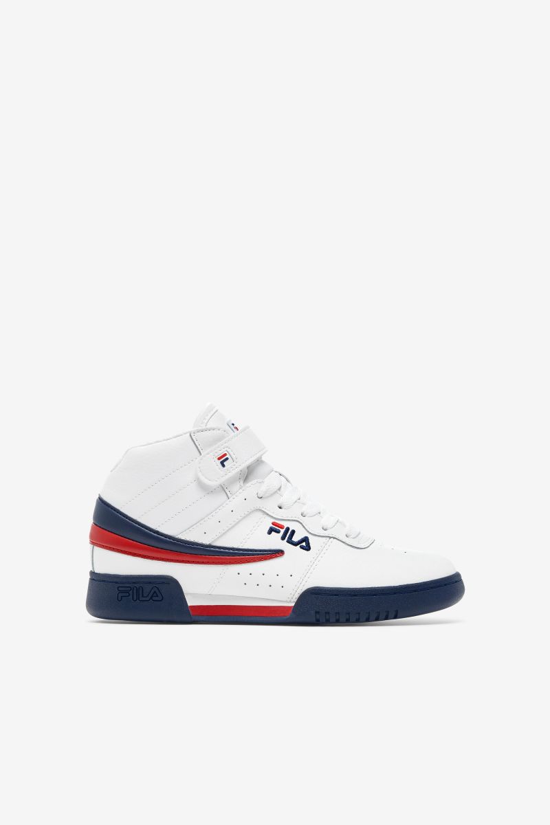FILA Unisex Kids' F-13 High Top Sneaker White/Navy/Red - 3VF80117-150