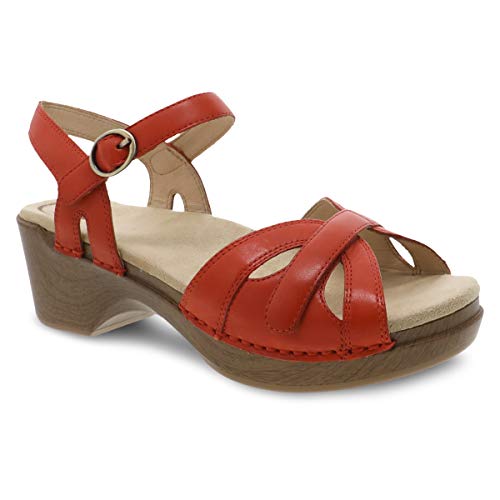 Dansko Women's Season Sandal Orange Burnished Calf Leather - 9849692200
