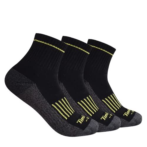 Timberland PRO Men's Rugged Accent Half Cushion Quarter Socks Black (3 pairs) - 43TB302379TD-001