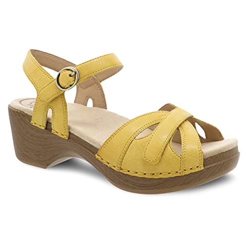 Dansko Women's Season Sandal Yellow Milled Leather - 9849172200