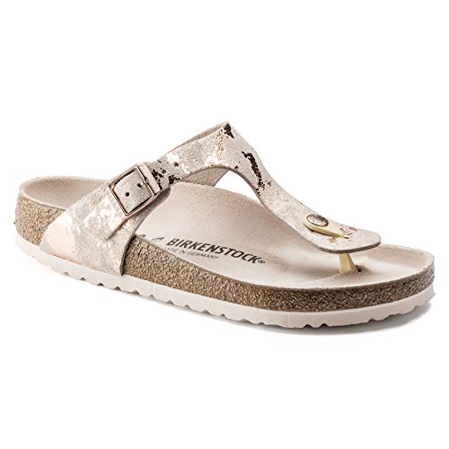 BIRKENSTOCK Women's Gizeh Vintage Metallic Rose Copper Suede (regular width) - 1016909