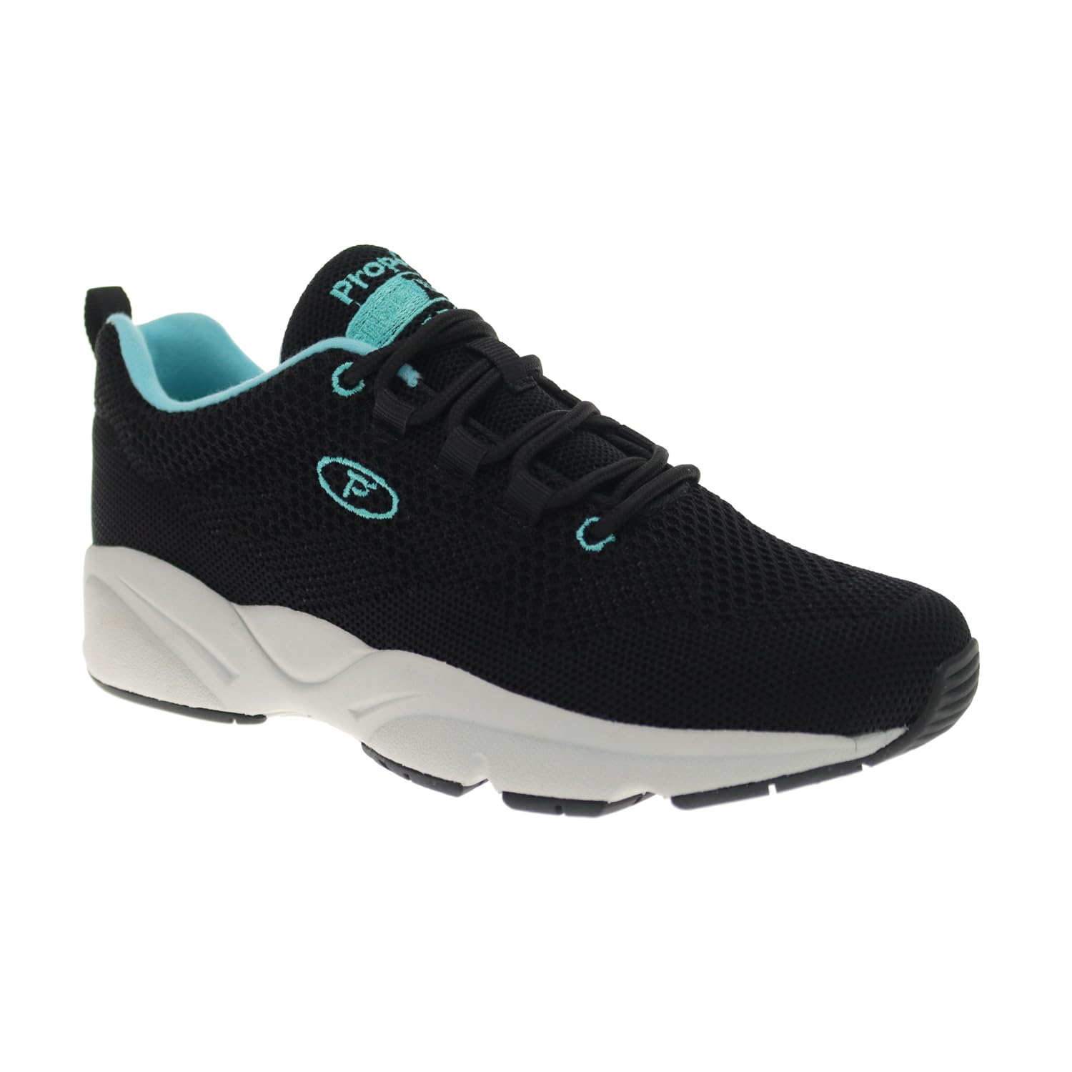 Propet Women's Stability Fly Athletic Shoe Black/Aqua - WAA072MBLA