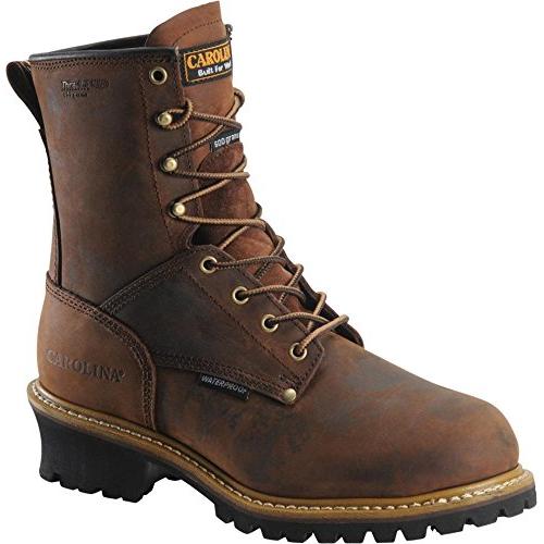 CAROLINA Men's 8" Elm Soft Toe Waterproof Insulated Logger Work Boot  Brown - CA4821