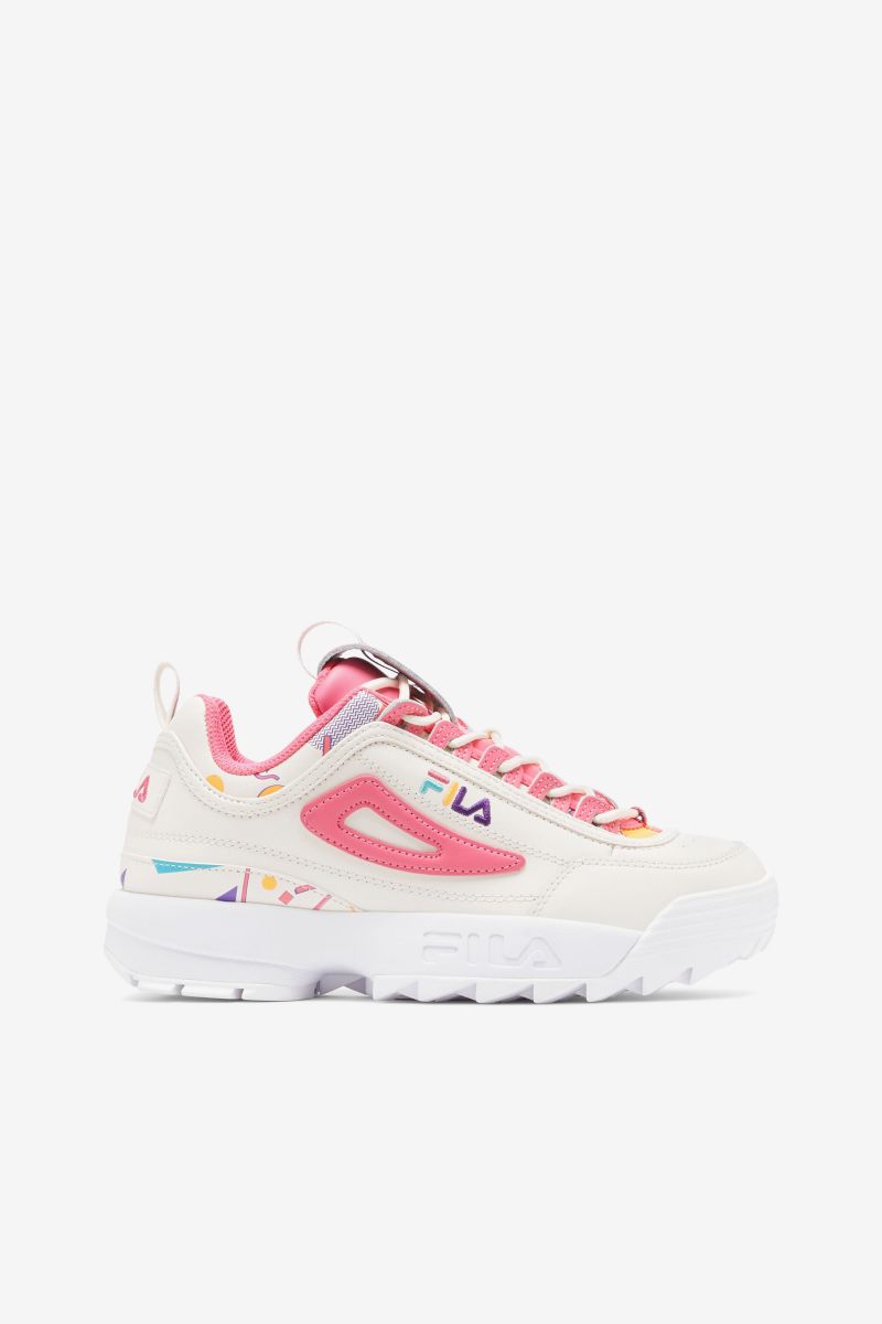 FILA Women's Disruptor II Sneaker Gardenia/Scuba Blue/Bubble Gum - 5XM01764-149