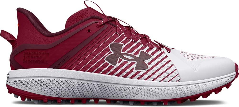 Under Armour Men's UA Yard Turf Baseball Cleats Cardinal/White/White - 3025593-600