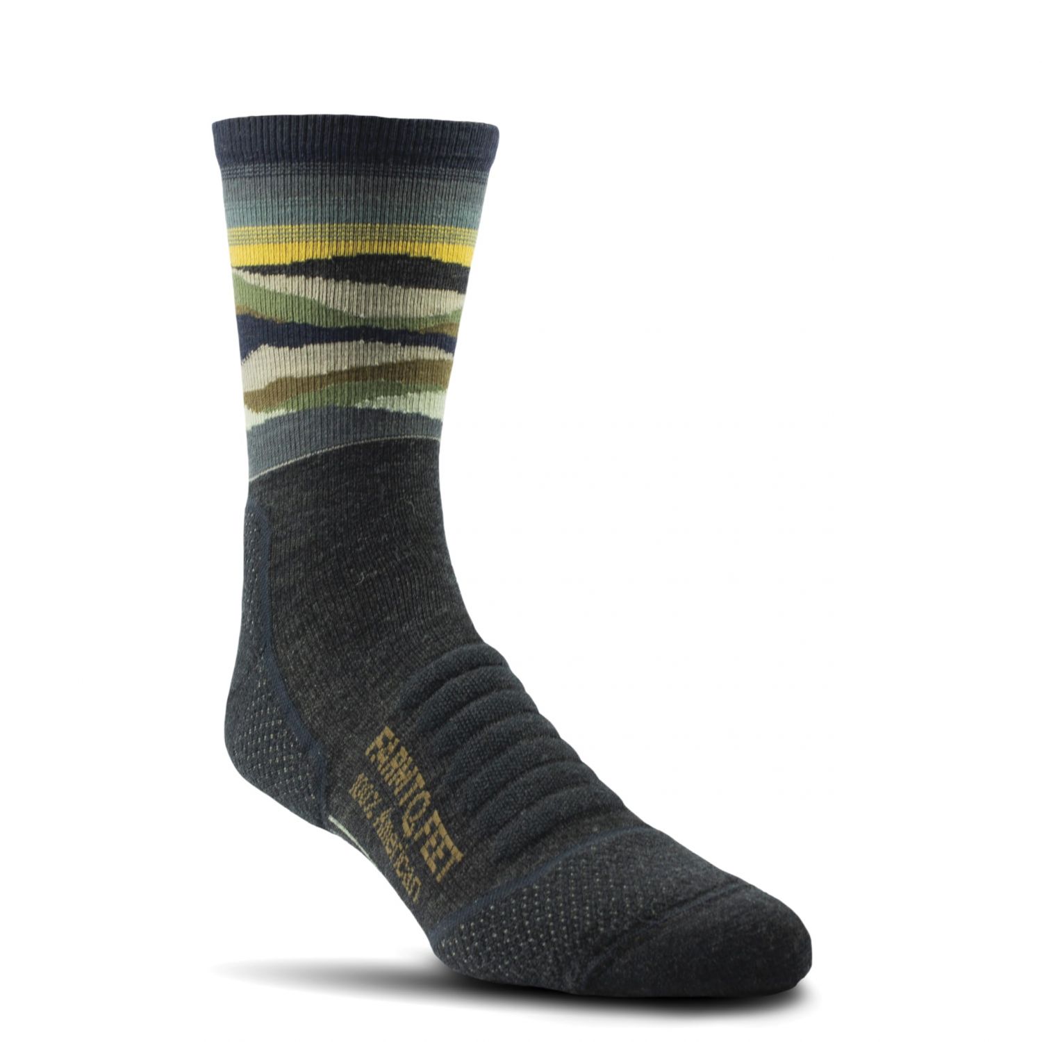 Farm to Feet Unisex American Trail Max Patch Light Targeted Cushion 3/4 Crew Hiking Socks Charcoal - 9797-015