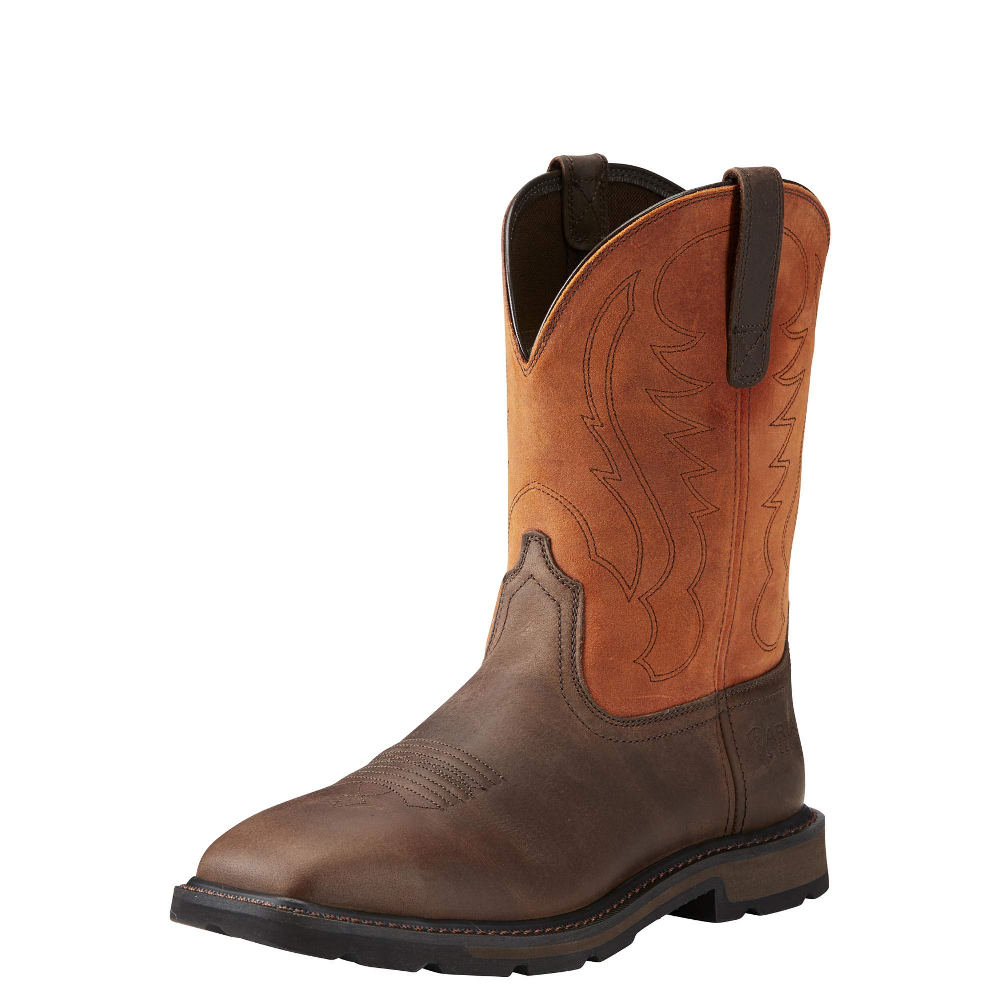 ARIAT WORK Men's 10" Groundbreaker Wide Square Toe Steel Toe Work Boot Brown Ember - 10015191