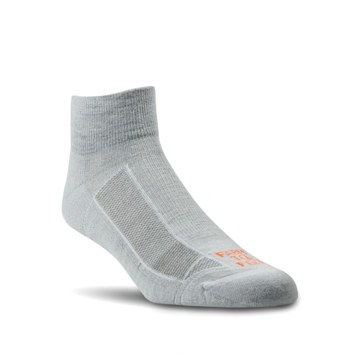 Farm to Feet Unisex Greensboro Light Cushion Quarter Crew Outdoor Trail Socks Silver/Red Orange - 8562-758