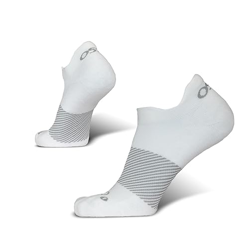 OS1st Wicked Comfort No Show Socks with light compression for maximum cushion, blister protection and breathable fabric (US, Alpha, Small, Regular, Regular, White)