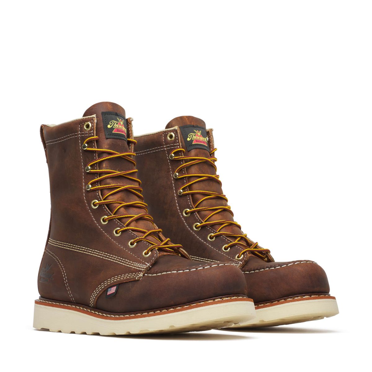 Thorogood Men's 8" American Heritage Moc Toe MAXWear Wedge™ Steel Toe Work Boot Brown Trail Crazy Horse Leather - 804-4478
