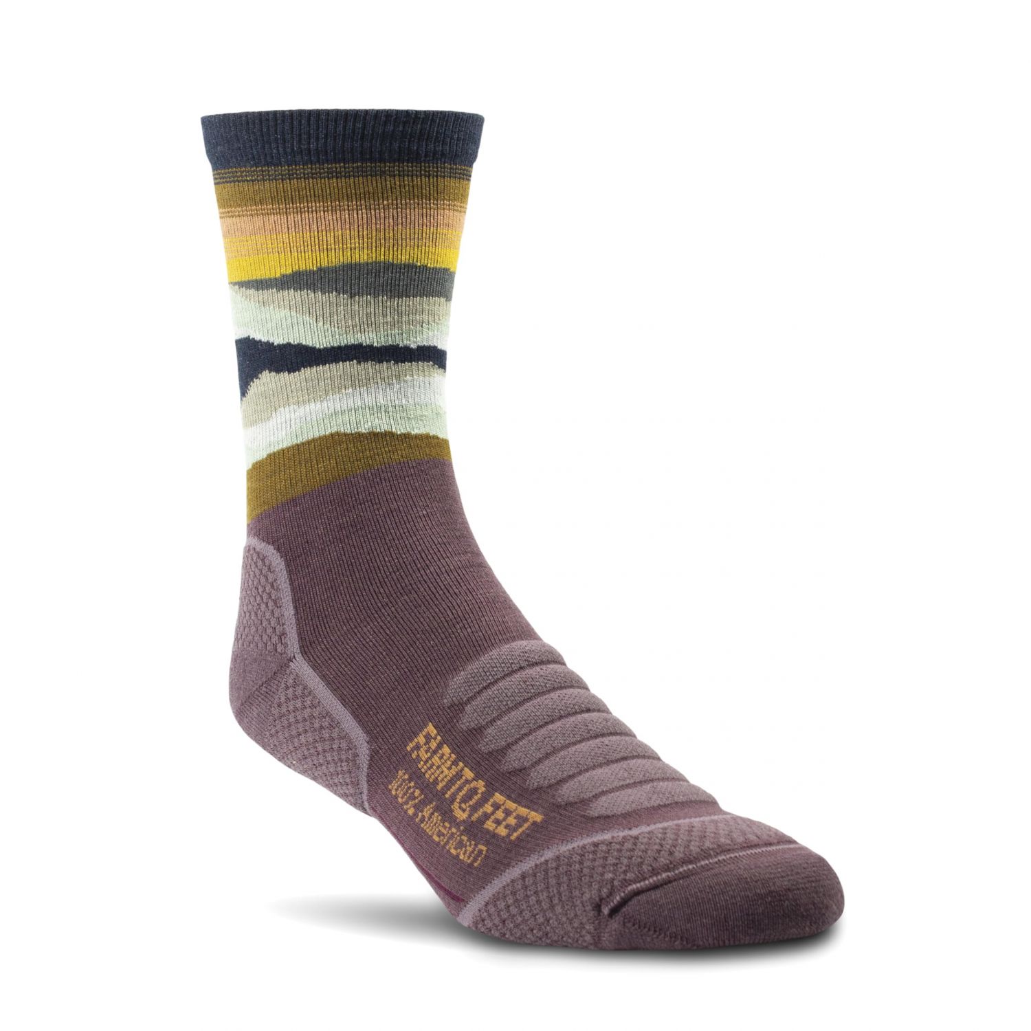 Farm to Feet Unisex American Trail Max Patch Light Targeted Cushion 3/4 Crew Hiking Socks Dewberry - 9797-650