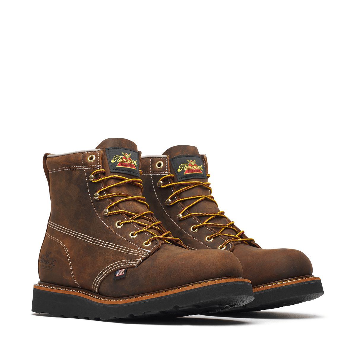 Thorogood Men's 6" American Heritage Soft Toe EH MAXWear Wedge Work Boot Brown Crazy Horse - 814-4161