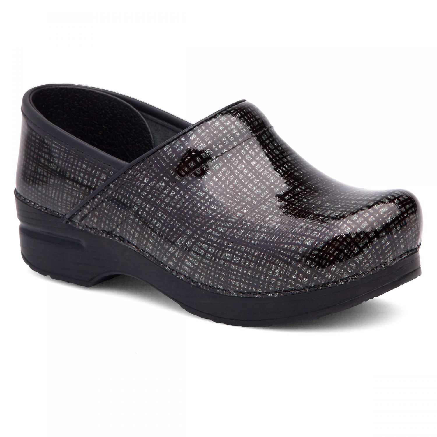 Dansko Women's Professional Silver/Black Crisscross Clogs 4.5-5 M