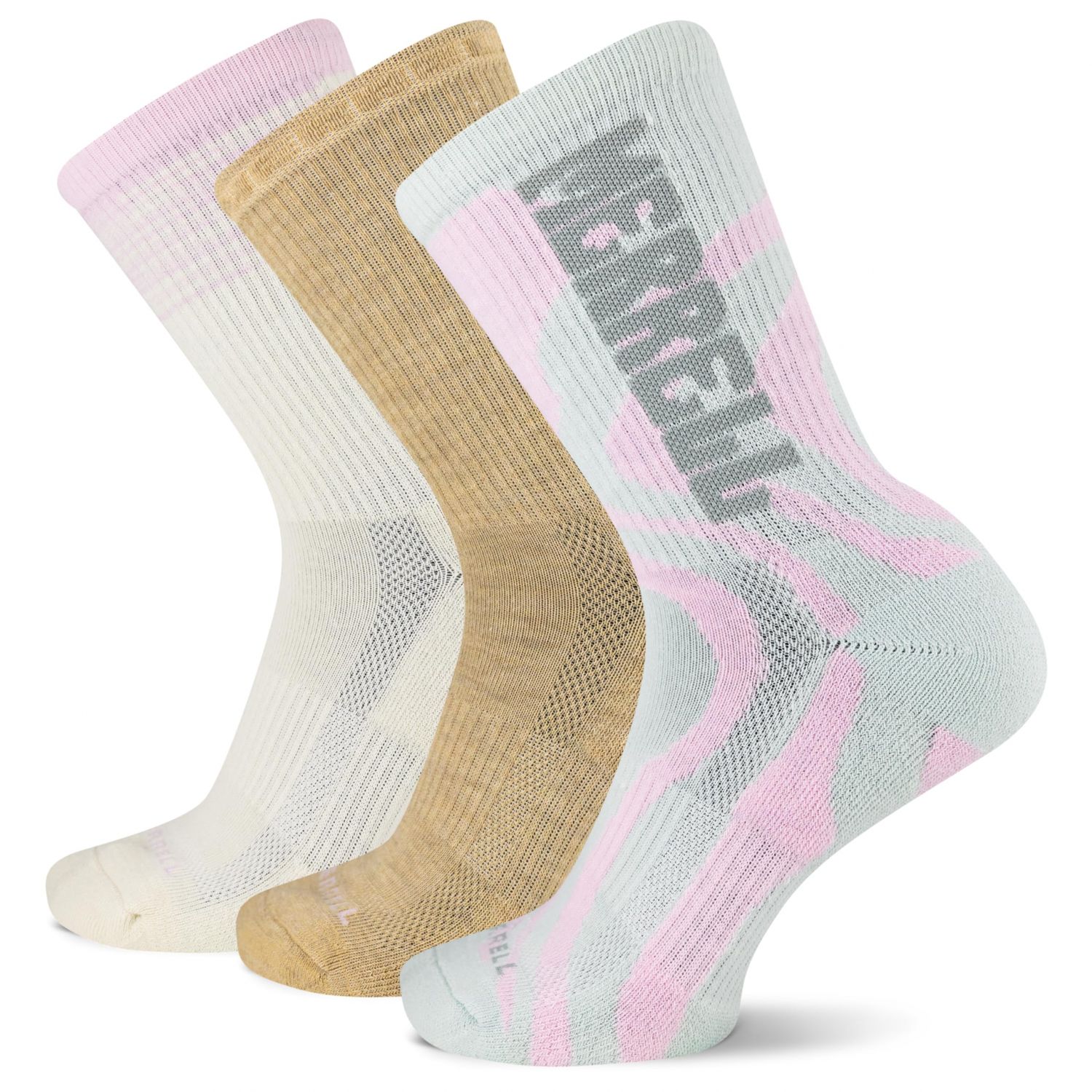 Merrell Repreve Everyday Crew Sock, Pink Assorted, S/M (Women's 5-9.5 / Men's 5-8.5)