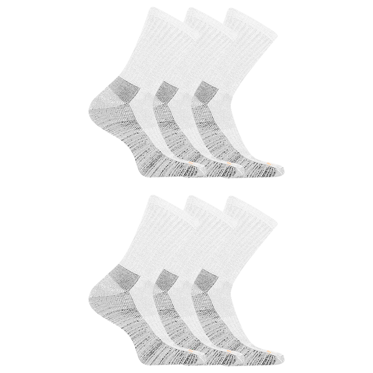 Merrell Men's Work Crew Socks White (6 pairs) - MEA33559C6B2001-WHITE