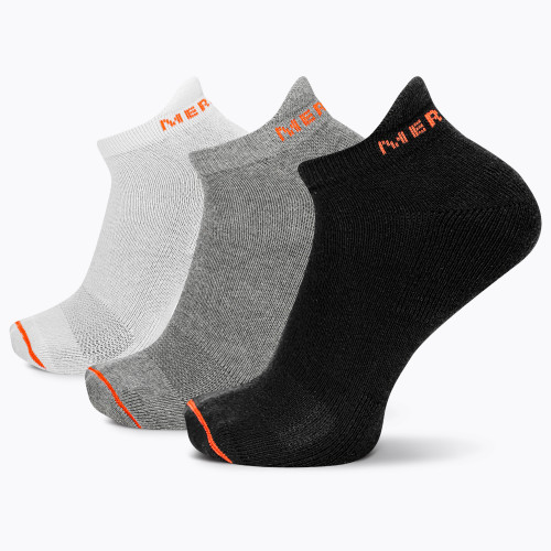 Merrell Unisex Cushioned Cotton No Show Tab Socks Black Assorted (3 pairs) - MEA33566T3B2001-BAS01
