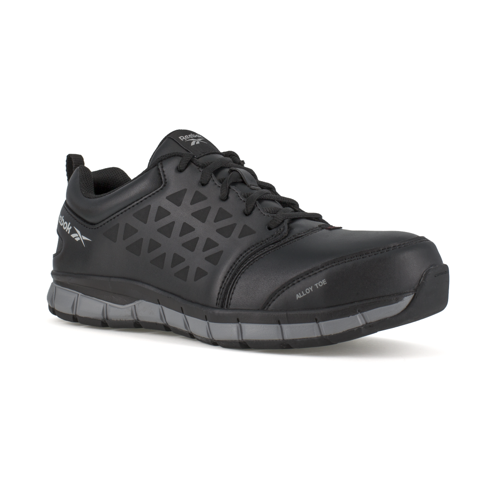 Reebok Work Women's Sublite Cushion Alloy Toe Conductive Athletic Work Shoe Black Leather - RB049