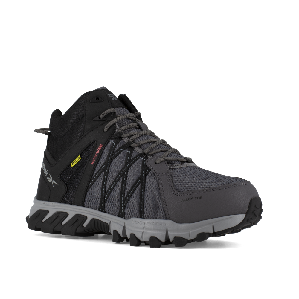 Reebok Work Men's Trailgrip Alloy Toe Internal Metatarsal Guard Mid-Cut Athletic Work Boot Black/Grey - RB3404