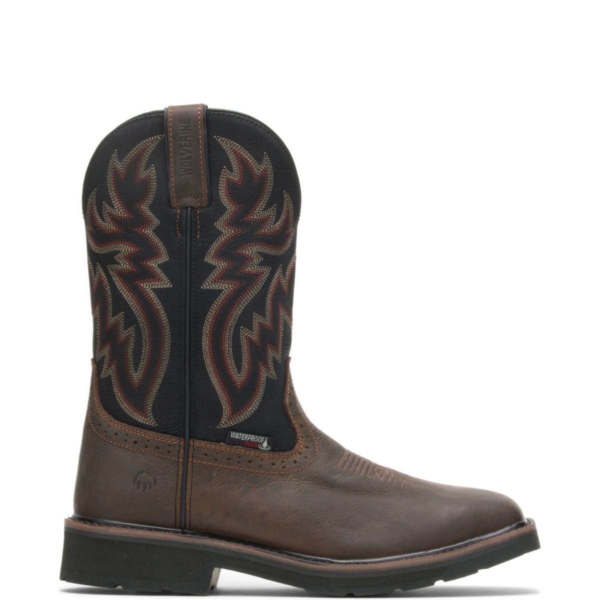 WOLVERINE Men's 10" Rancher Steel Toe Waterproof Wellington Work Boot Black/Brown - W10765