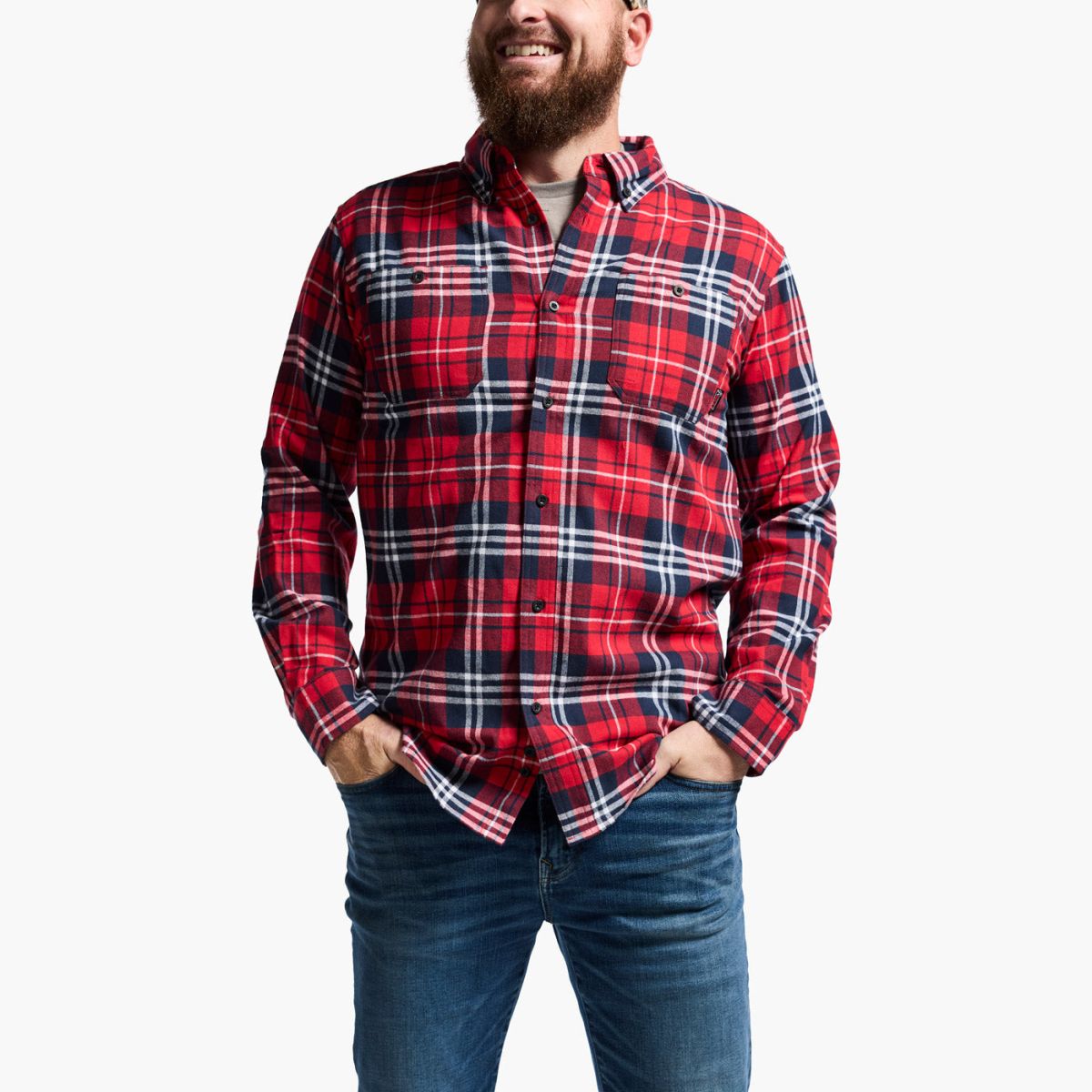 Rocky Men's Worksmart Button Down Work Shirt Red Plaid - WW00065