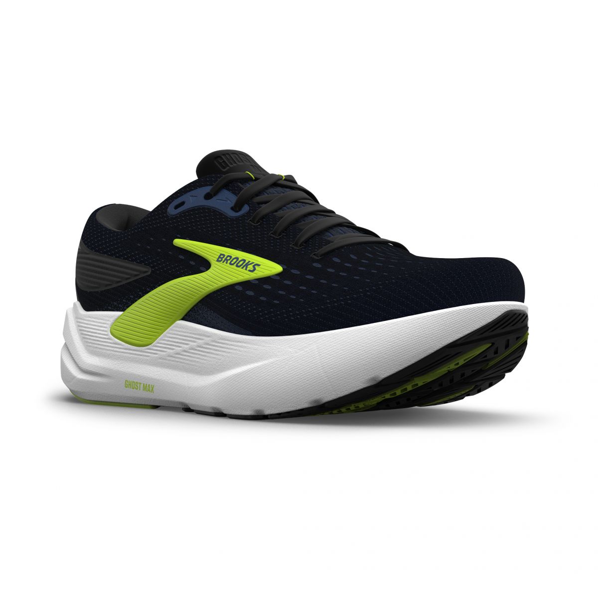 Brooks Men’s Ghost Max 3 Running Shoe Black/Navy/Acid Lime - 110464-078