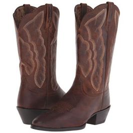 Bottes Travail Confort ATS Bottes Western Ariat Heritage R Toe - Cuir Deertan Noir - Pointure 37 Large - Femme Chaussures équitation Qualité