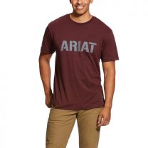 Ariat Men's Rebar Cotton Strong Block T-Shirt Burgundy Heather - 10030289