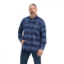Ariat Men's Rebar Flannel DuraStretch Work Shirt Navy Plaid - 10041605