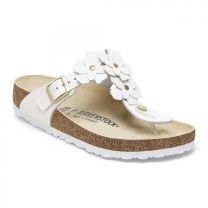 BIRKENSTOCK Women's Gizeh Flower White Leather (regular width) - 1026686