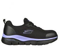 SKECHERS WORK Women's Arch Fit SR - Evzan Alloy Toe Slip Resistant Work Shoe Black/Purple - 108057-BKPR