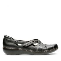 Clarks Women's Ashland Spin Q Slip-On Black Leather - 26065649