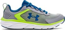 Under Armour Boys' Grade School UA Assert 9 Running Shoes Mod Gray/High-Vis Yellow/Cruise Blue - 3024633-104