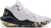 Under Armour Unisex Kids' Grade School Jet '21 Basketball Shoe White/Black/Yellow - 3024794-102