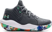 Under Armour Unisex Kids' Pre-School Jet '21 Basketball Shoe Pitch Gray/Antifreeze/White - 3024795-111