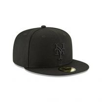 New Era 59Fifty Hat New York Mets Black on Black Fitted Cap 11591131