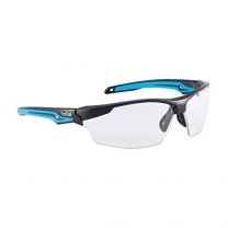 Bollé Safety 40301, Tryon Safety Glasses Platinum, Black/Blue Frame, Clear Lenses