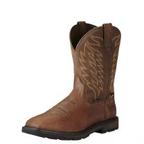 ARIAT WORK Men's 10" Groundbreaker Wide Square Toe Steel Toe Internal Metatarsal Guard Work Boot Brown - 10020063