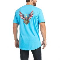 Ariat Men's Rebar Cotton Strong American Raptor T-Shirt Turquoise Heather - 10035384