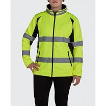 Utility Pro UHV668 Polyester High-Vis Ladies Full-Zip Soft Shell Jacket with Dupont Teflon fabric protector, Yellow, Large