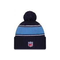 New Era Men's Navy Tennessee Titans 2024 Sideline Cuffed Knit Hat with Pom