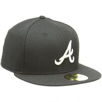 New Era Atlanta Braves Cap Black White 5950 Basic Fitted Team Basecap 6 7/8-8