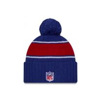New Era Men's Royal New York Giants 2024 Sideline Cuffed Knit Hat with Pom