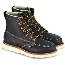 Thorogood Men's American Heritage 6" Moc Toe, MAXwear™ Wedge Steel Toe Work Boot Black Oil-tanned Leather - 804-6201